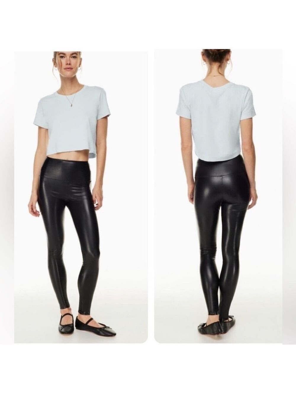 Aritzia Wilfred Free Daria faux leather high rise black leggings pants Small